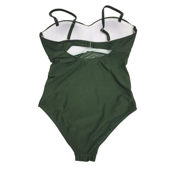 Cupshe Womens Green One-Piece Swimsuit Sheer Padded Adjustable Straps Size S - Picture 2 of 7
